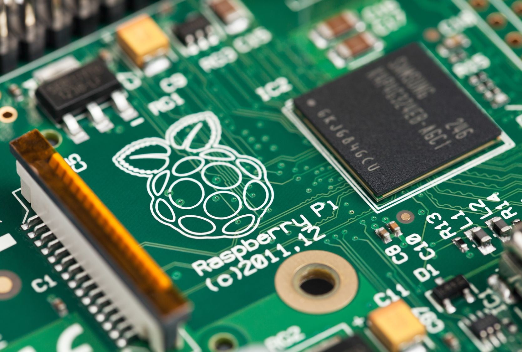 A Raspberry Pi single-board computer